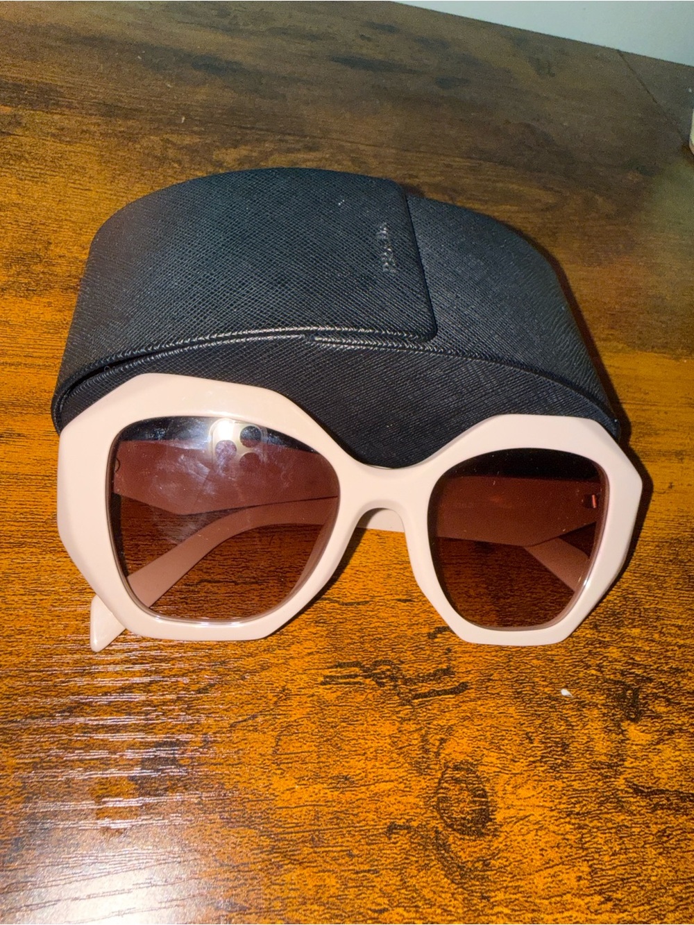 Prada Pale Pink Oversized Women’s Sunglasses with Brown Lenses